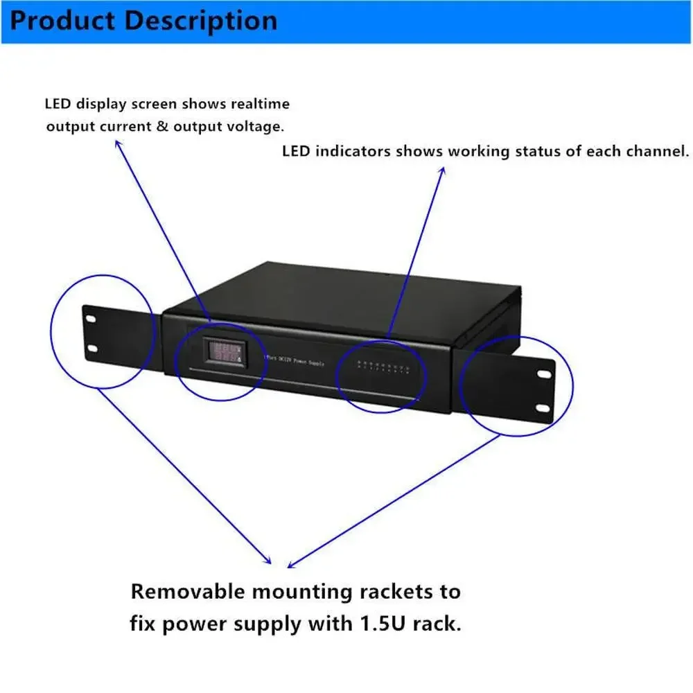 Fonte de alimentação CCTV com caixa de metal do fusível PTC, Rack Mount, Câmeras IP DVR, 30 Amp, 17CH, DC12V