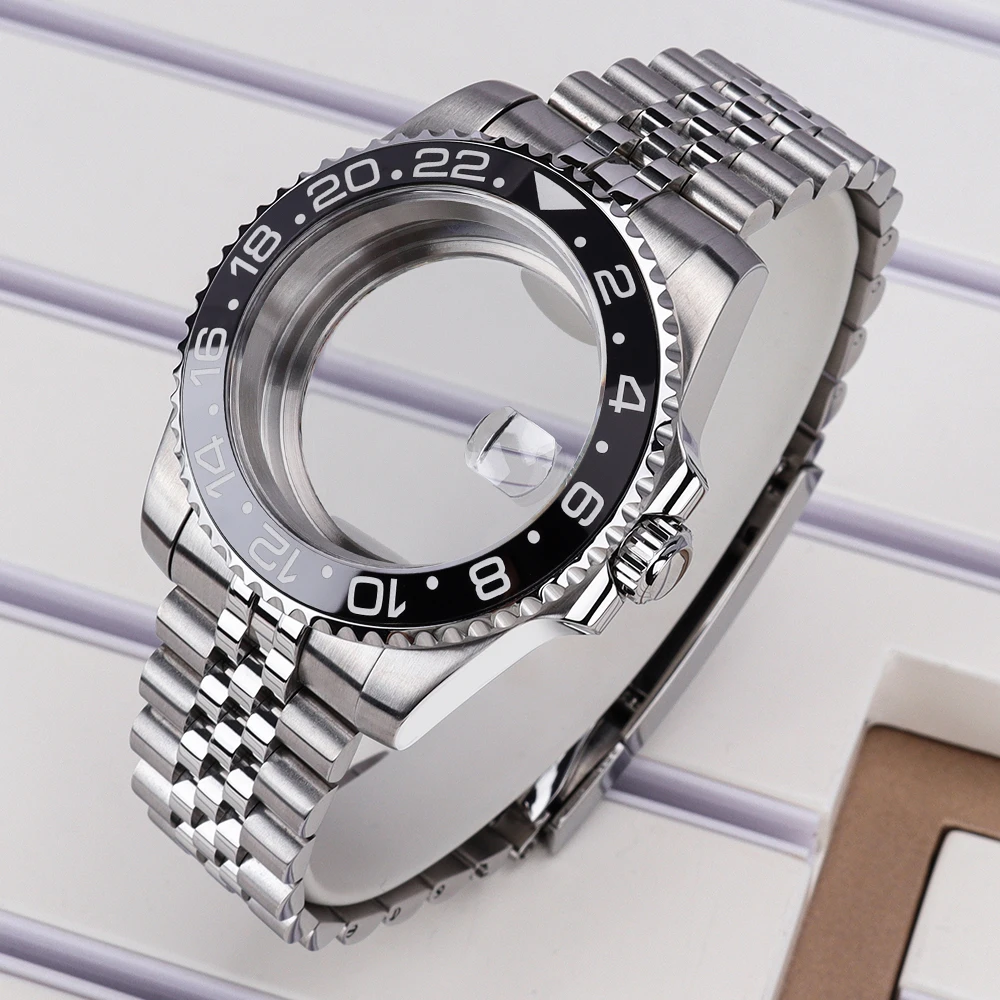 

40mm NH34 Nh35 Watch Case Sapphire For Nh35 Nh36 Nh34Nh38 Eta2824 Miyota8215 Movement 28.5mm Dial Jubilee Bracelet SUB GMT Case