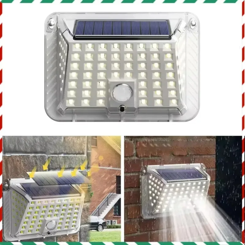 Nueva luz LED Solar de pared de tres lados con detección humana, accesorio de iluminación de emergencia impermeable para exteriores, patio de casa, pasarela