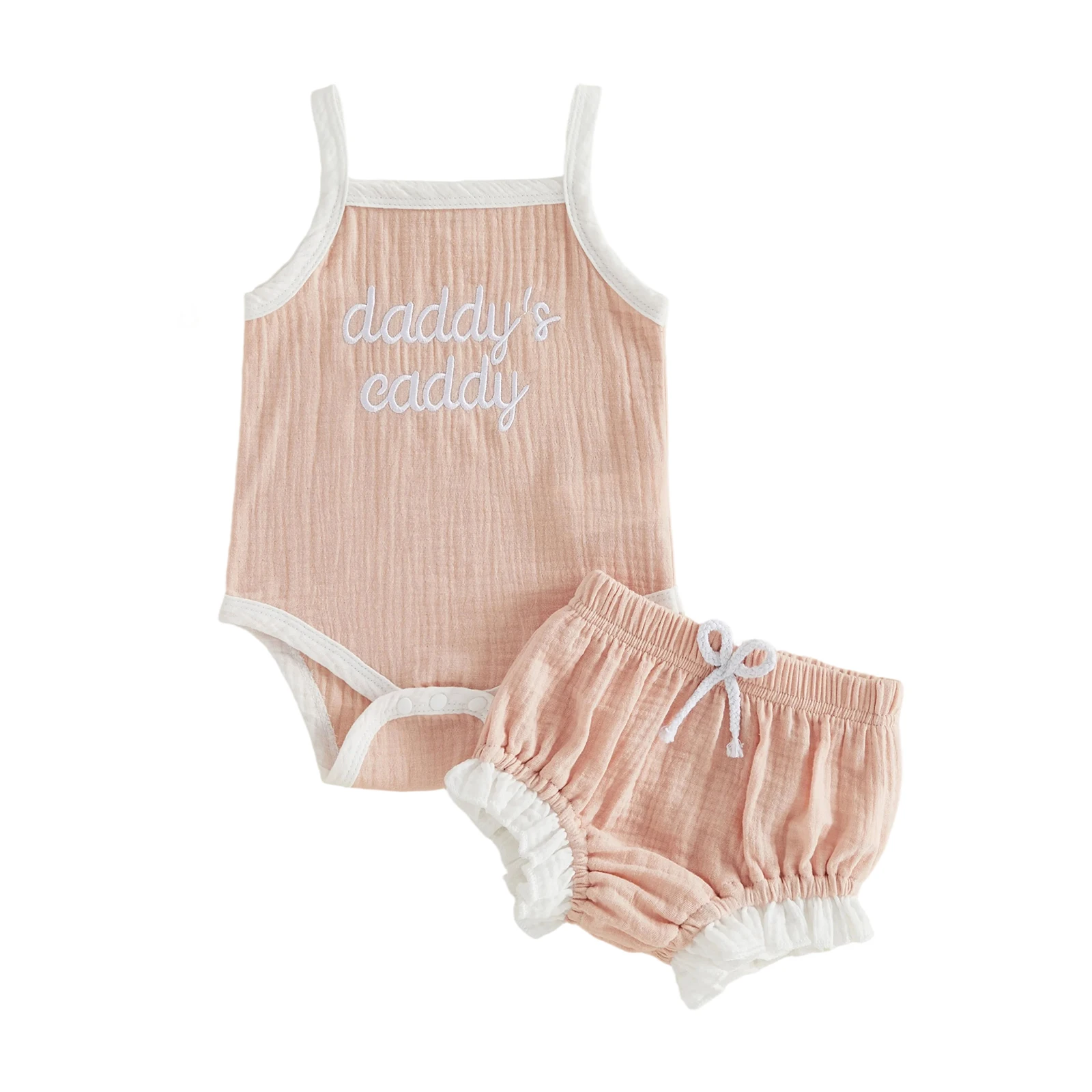 Baby Girl Summer Clothing Sets Fashionable Letters Embroidery Tank Romper with Shorts 2Pcs Outfits