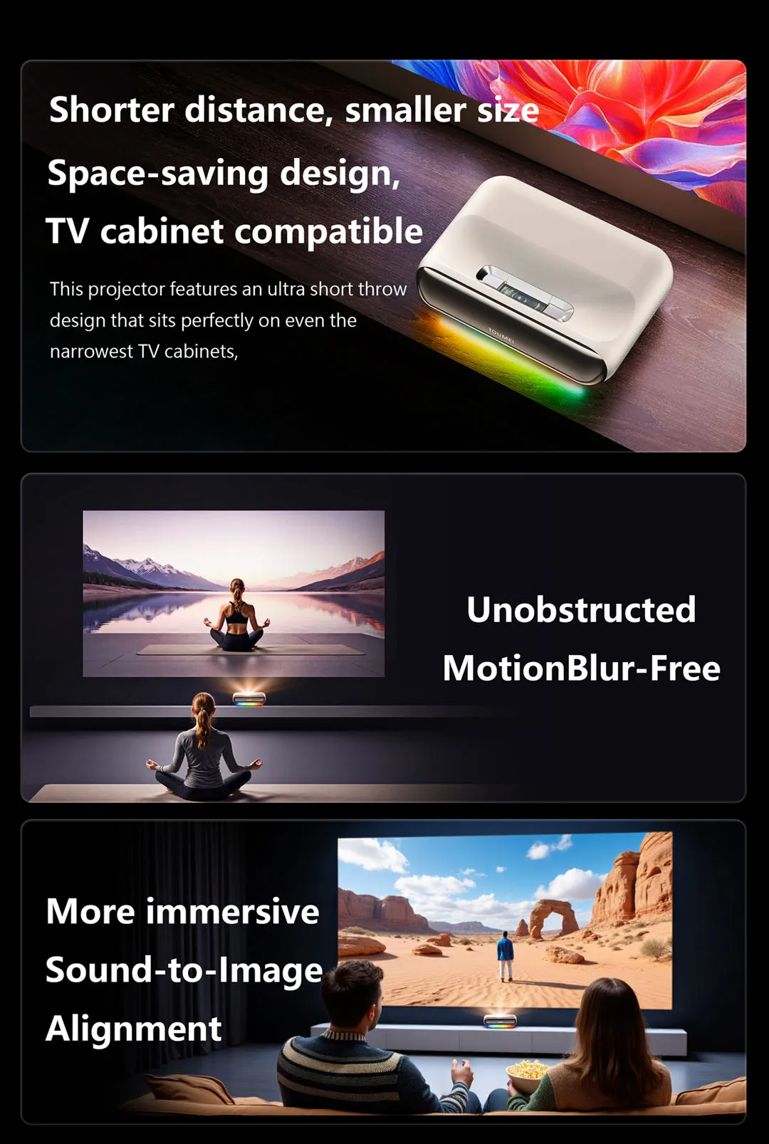 DLP Smart Ultra Short Throw Protable Proyector Full Auto Native 1080P 850ANIS Android GTV UST Video Projector 4k 3D MEMC HDR10+ view 3