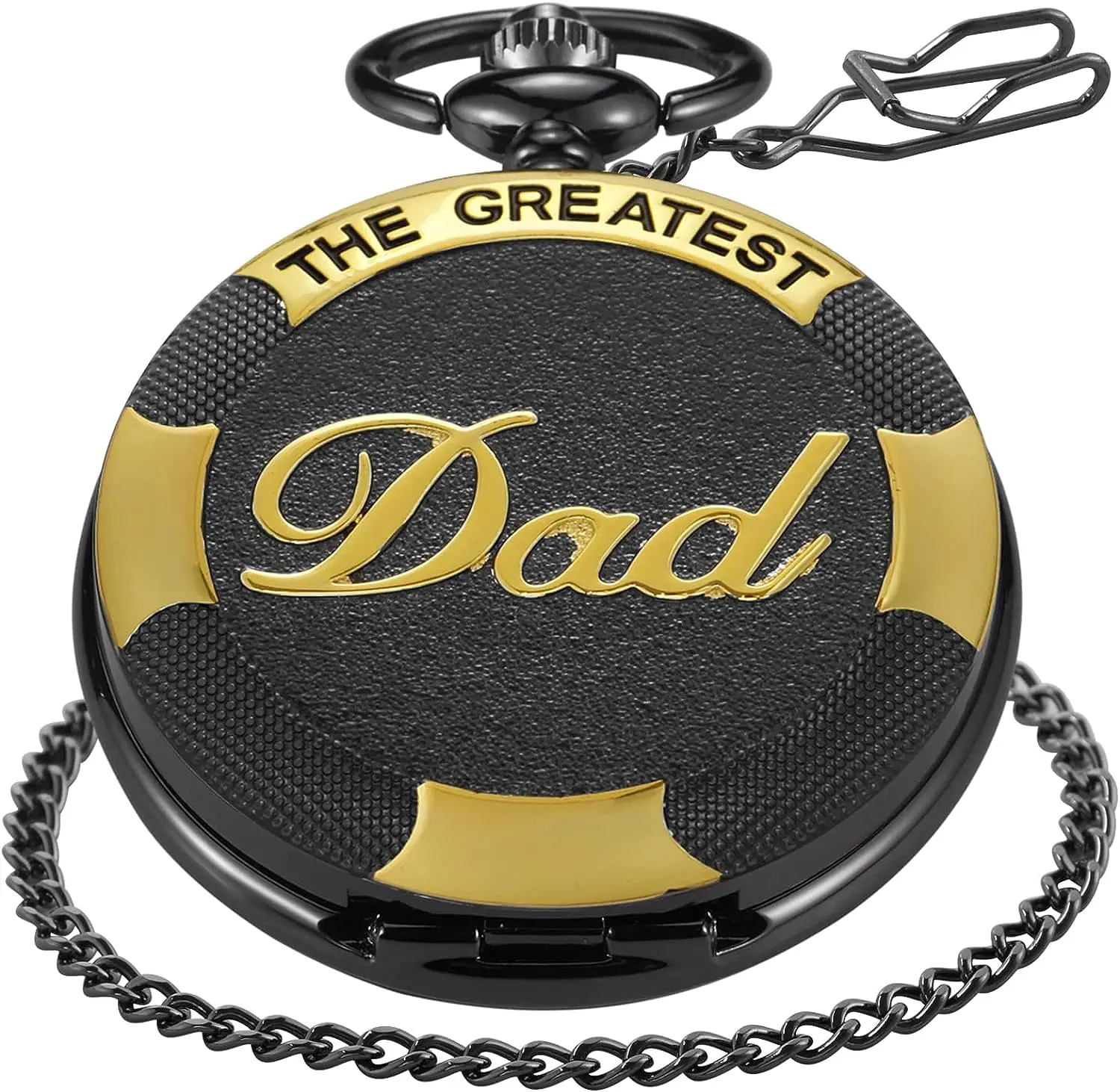 SwitchMe To My Greatest Dad Quartz Pocket Watch for Dad Engraved Watches Fob Chain Clock for Dad Birthday Gifts