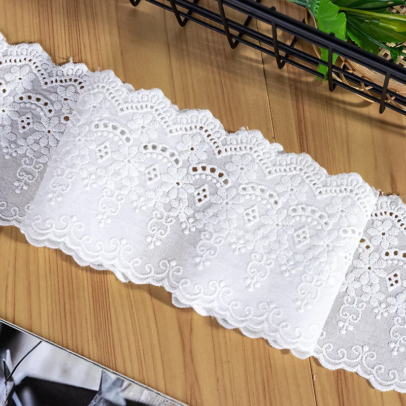 Wholesale New 8.5cm Beige/white/ 8cm black quality cotton embroidery lace cloth vintage baby dress skirt hem cotton fabric SC841