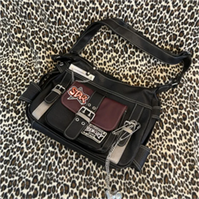 Vintage Personality New Punk Underarm Bag Y2k Aesthetic All Match Harajuku Handbags Women Casual Streetwear Shoulder Bags Female