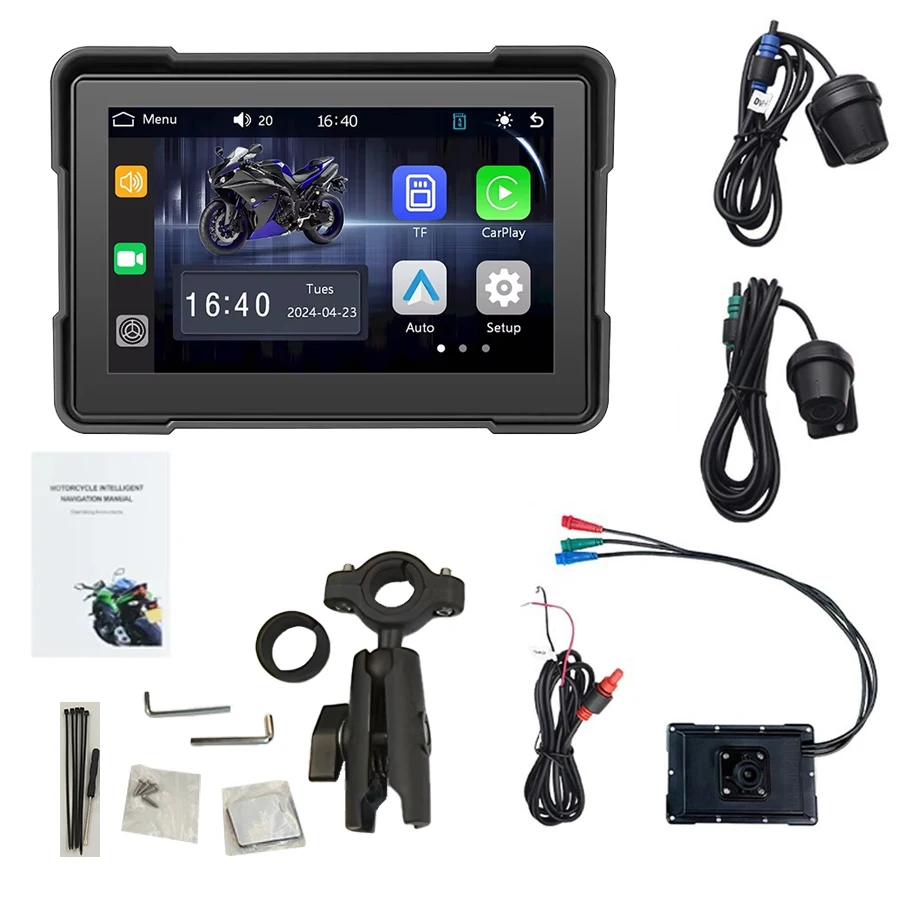 New 5 Inch Portable Motorcycle Screen Dual Bluetooth With Recording Function Support Carplay and Android Auto Car DVD Player view 6