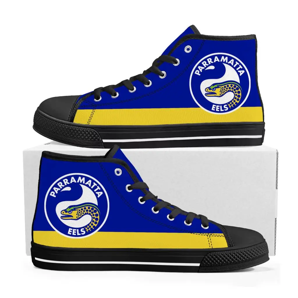 Parramatta Eels Australian Rugby High Top High Quality Sneakers Mens Womens Teenager Canvas Sneaker Casual Custom Made DIY Shoe