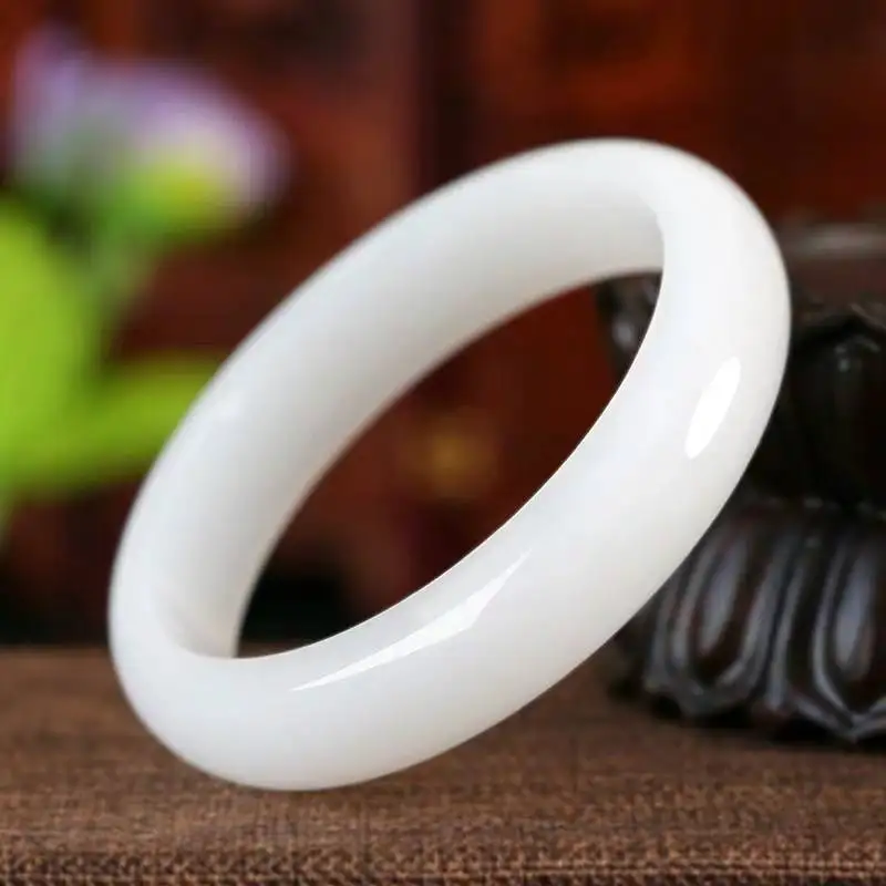 

Genuine Natural White Jade Bangle Bracelet Charm Jewellery Fashion Accessories Hand-Carved Lucky Amulet Gifts