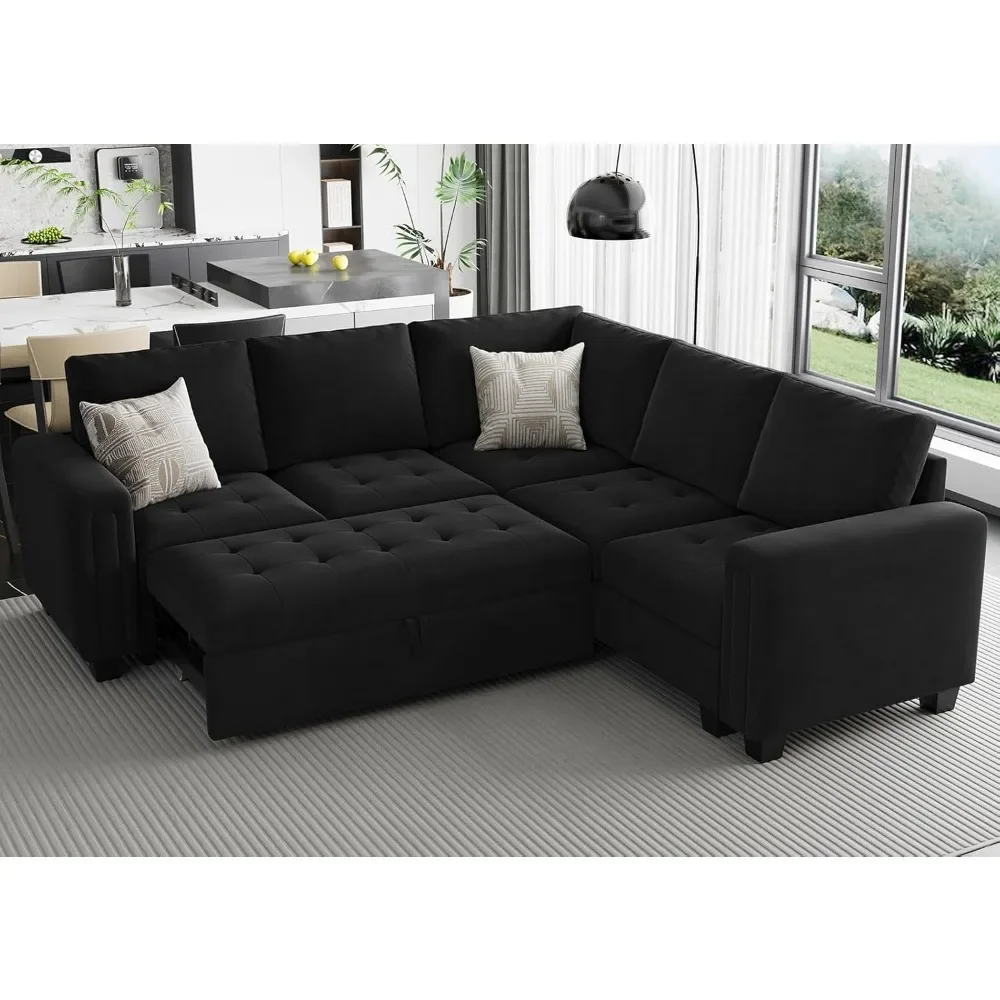 

Sofa Bed ,Reversible Couch Sleeper W/Pull Out Beds & Storage Space,4-seat Fabric Convertible Sofas,L-Shaped Sofa Couch Bed