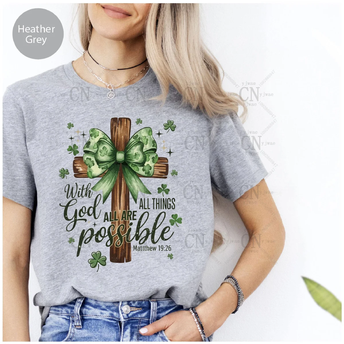 God Made Me Irish Shirt Shamrock Cross St Patty's Day Tee Luckin Tee Hochwertiges, kurzärmeliges Sommer-Damen-T-Shirt aus Baumwolle