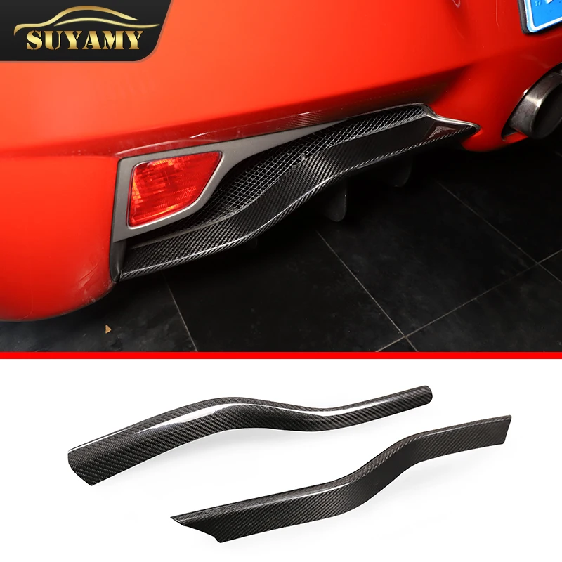 2Pcs Car Rear Bumper Lip Diffuser Splitter Spoiler Scratch Protector Trims Styling For Ferrari 458 11-16 Real Carbon Fiber Acces