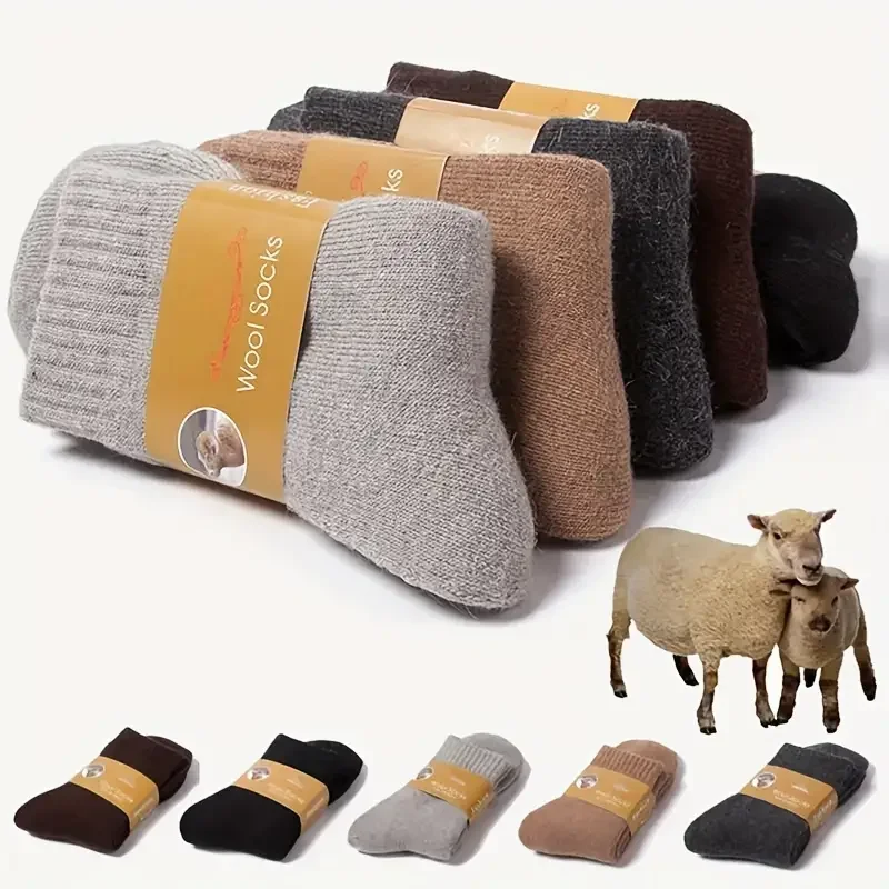 3/5pairs Cozy Winter Wool Socks - Warm and Soft Boot Socks for Men and Women