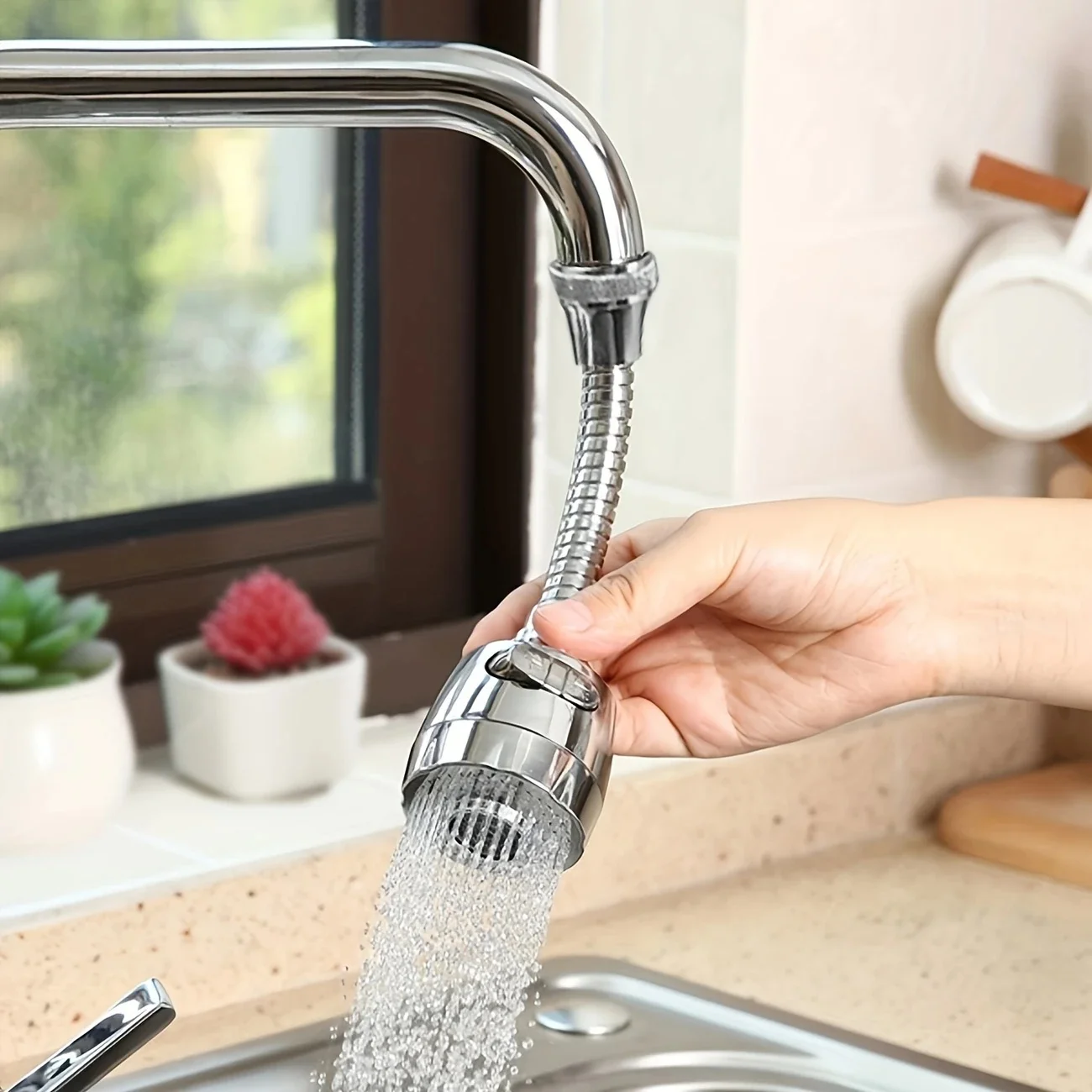 Dual-Speed Faucet Aerator: Adjustable Anti-Splash Nozzle Extension with Rotating Filter – Universal Water-Saving Spray Head