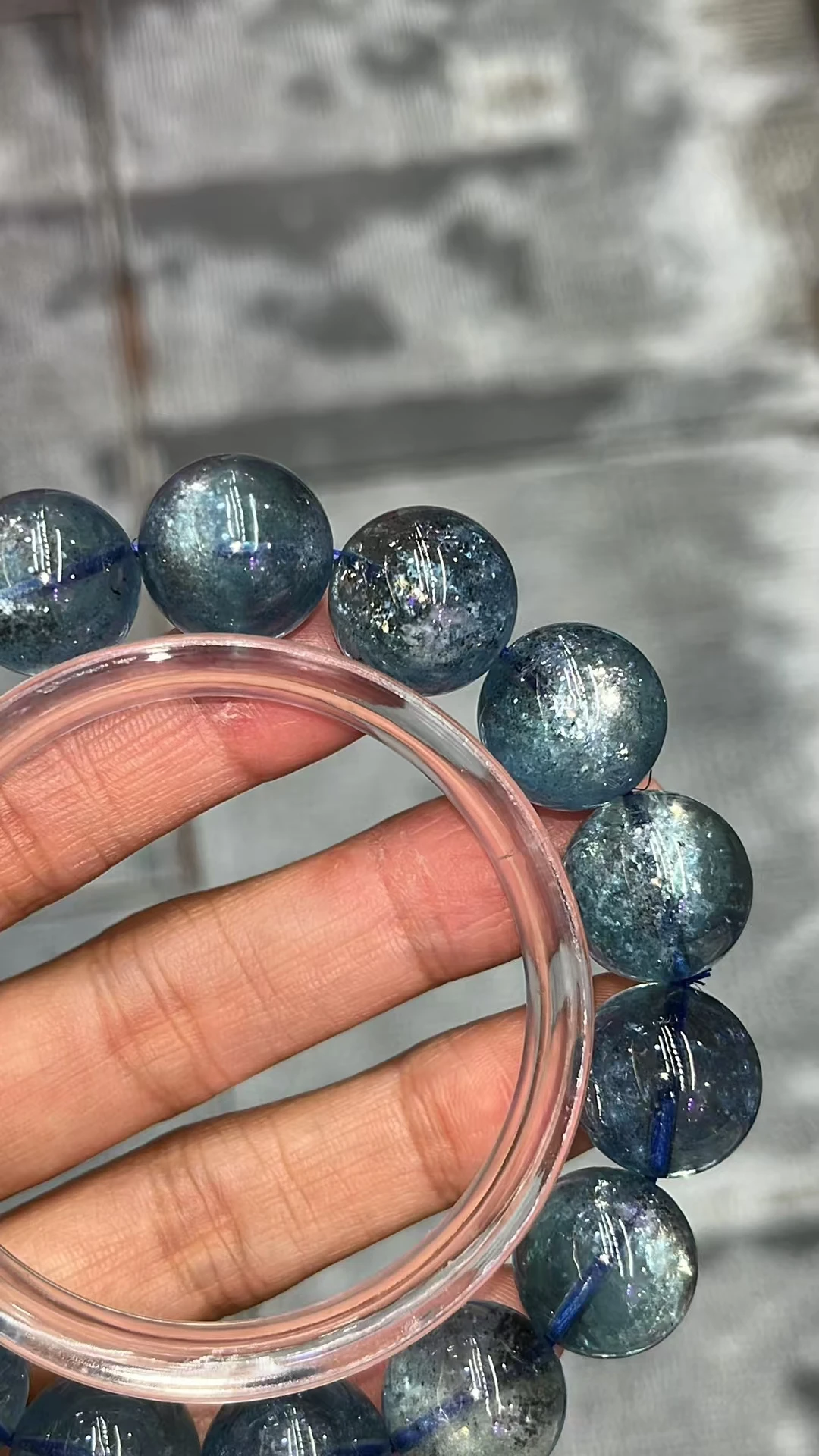 Natural Blue Aquamarine Round Beads Bracelet 14.5mm Flash Light Women Men Gift Fashion Brazil Blue Aquamarine Jewelry AAAAA