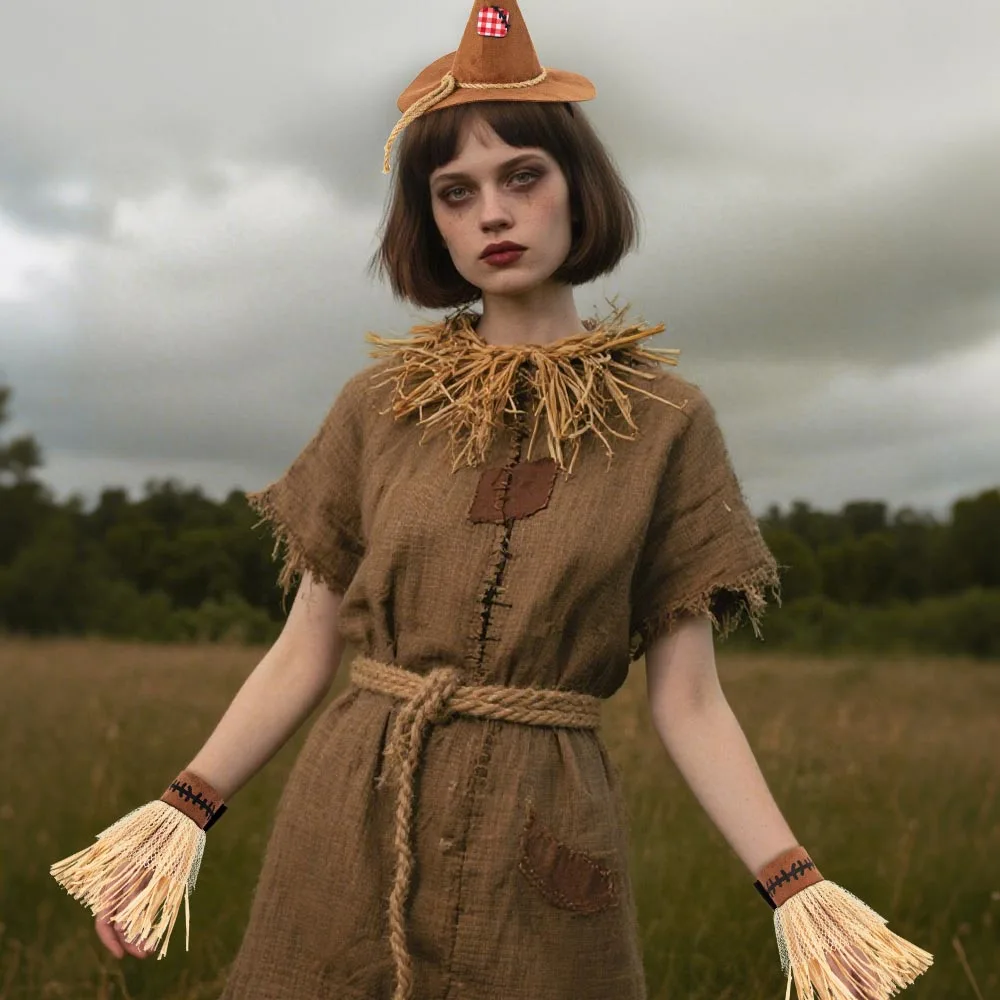 الفزاعة تأثيري الدعامة مجموعة قفازات فزاعة احتفالية مجموعة قبعات الساحرة زي ملحق قسط هالوين زي الدعائم للرقص