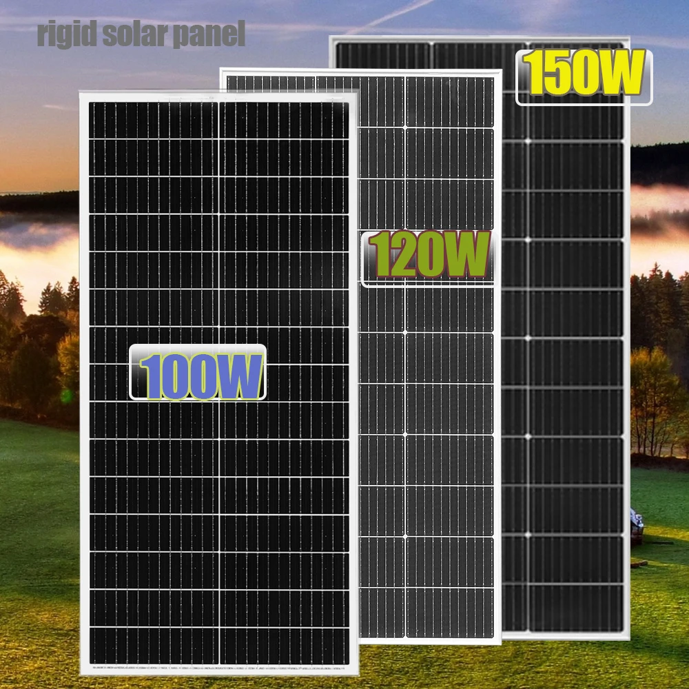 

BOGUANG Rigid Glass Solar Panel Solar Cell Power 100W | 120W |150W charger for 12V battery home car RV yachts golf carts etc.