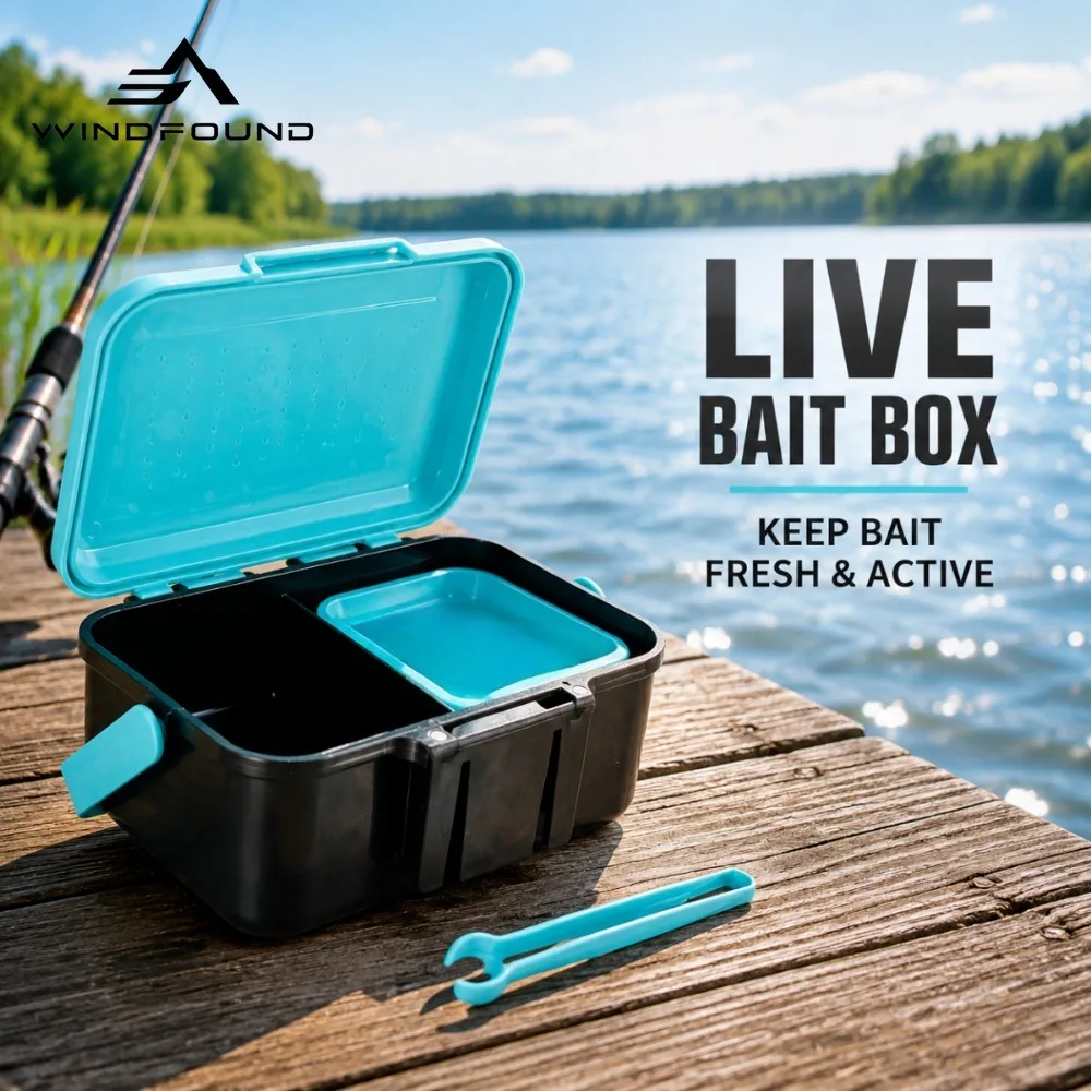 Portable Double-Layer Breathable Bloodworm and Bait Box – Earthworm Box for Fishing Outdoor Fishing Accessory Fishing Essential