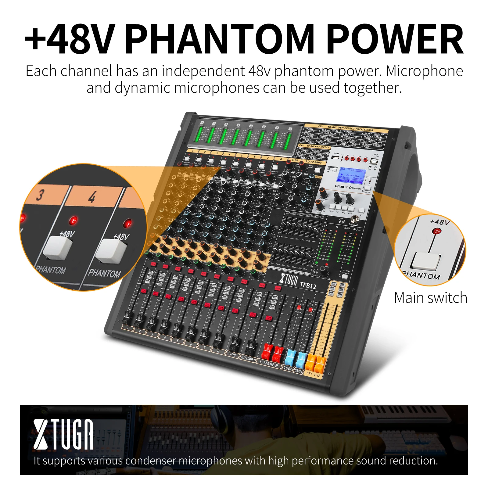 

2025 TFB24 Engineering Mixing Console USB 24 Reverberation Effect Conference Large Stage Performance Mixing Console Mixer