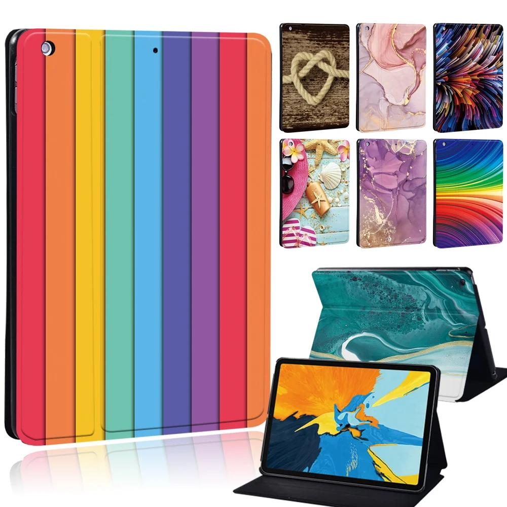 Funda para tableta Lenovo Tab M10/Tab M10 Plus/Tab E10 10,1 pulgadas acuarela y serie 3D Funda Funda de cuero PU con soporte + lápiz óptico gratis