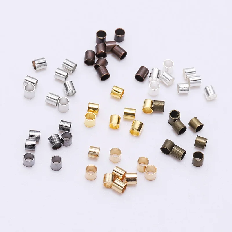 500Pcs/lot 1.5-2.5mm Alloy Zinc Cylinder Round Crimp Beads Tube Ends Spacer Bead Cord Tip Wire Connectors For Jewelry Making