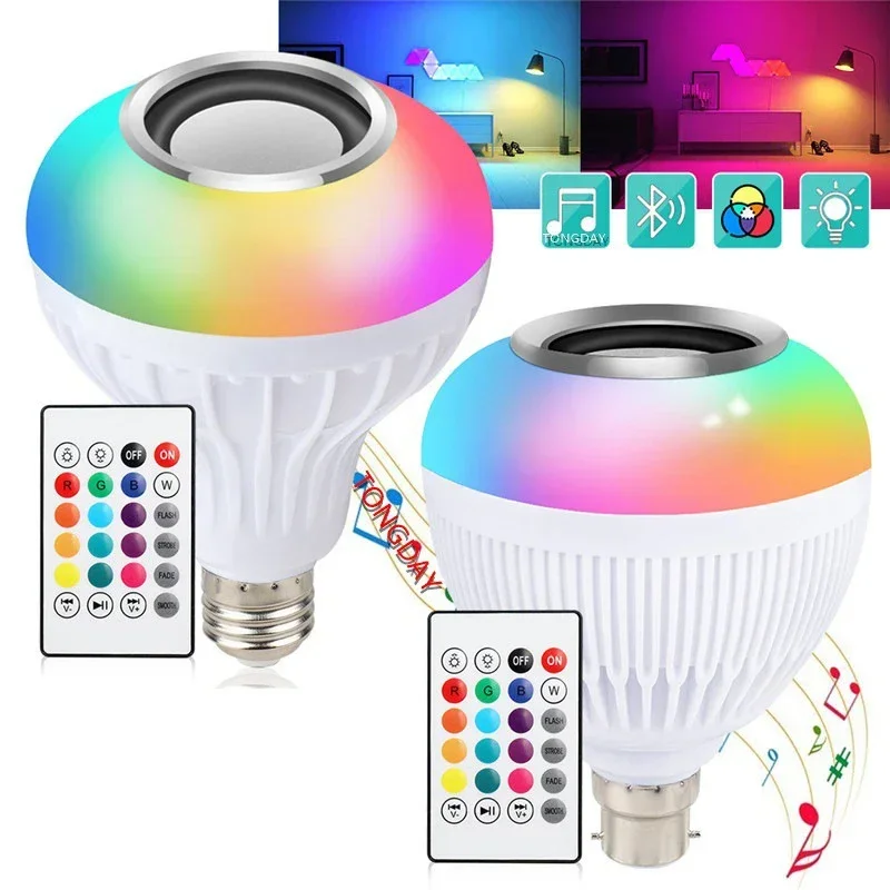 

E27 RGB Smart Bulb with Bluetooth Speaker Wireless Music Sync Dimmable Color Changing Light for Room Ambiance