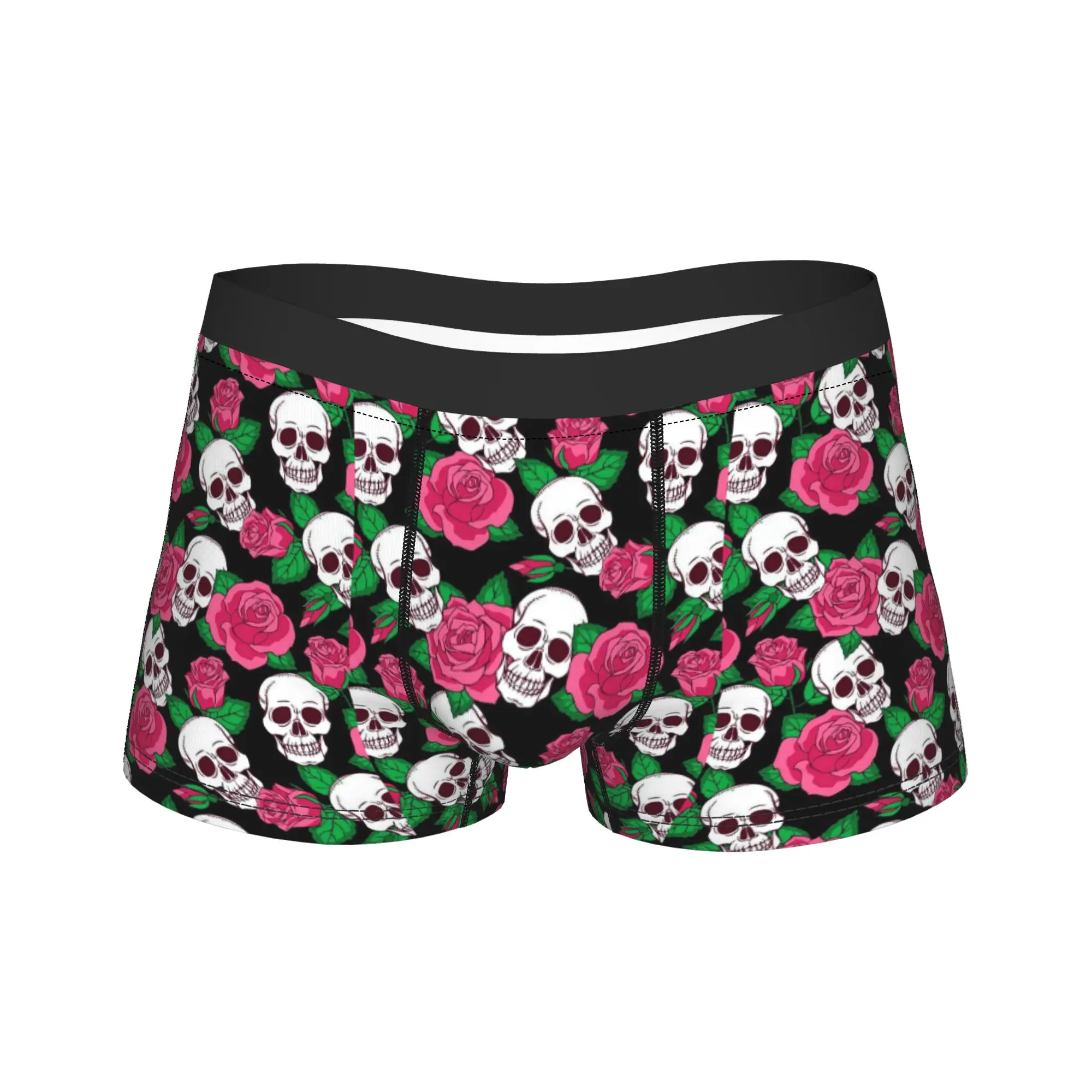 Pink Rose Floral Texture Underwear  Men's Underpants Custom Elastic Trunk Quality Boxer Brief Big Size 2XL