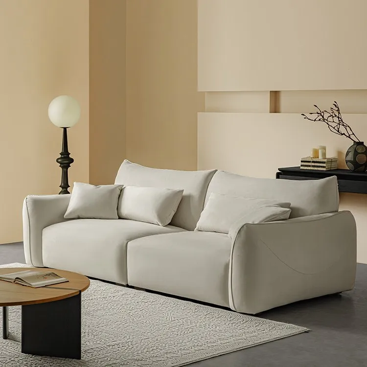 Modern simple fabric sofa cream wind matte technology cloth living room straight split sofa