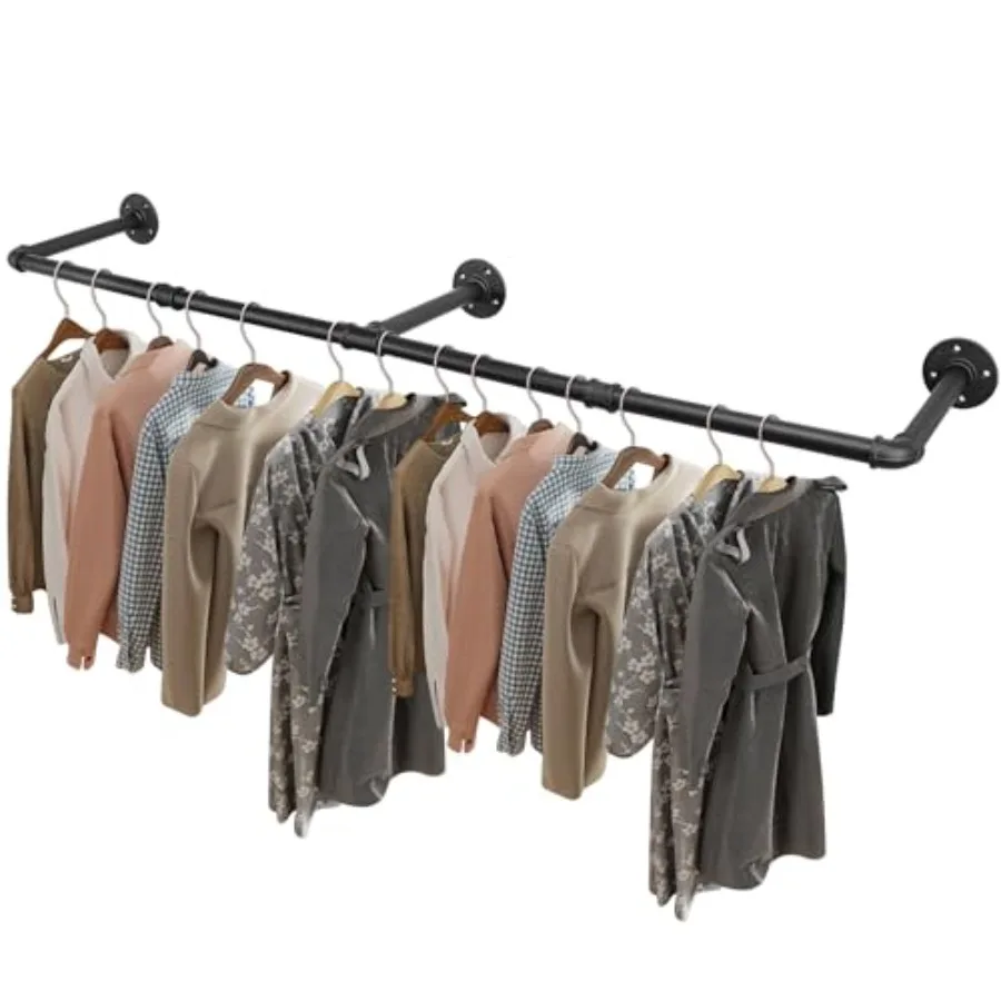 

Industrial Pipe Clothes Rack Heavy Duty Detachable Iron Garment Rack Wall Mounted Rustic Saving Space Clothes Bar Multi-Purpose