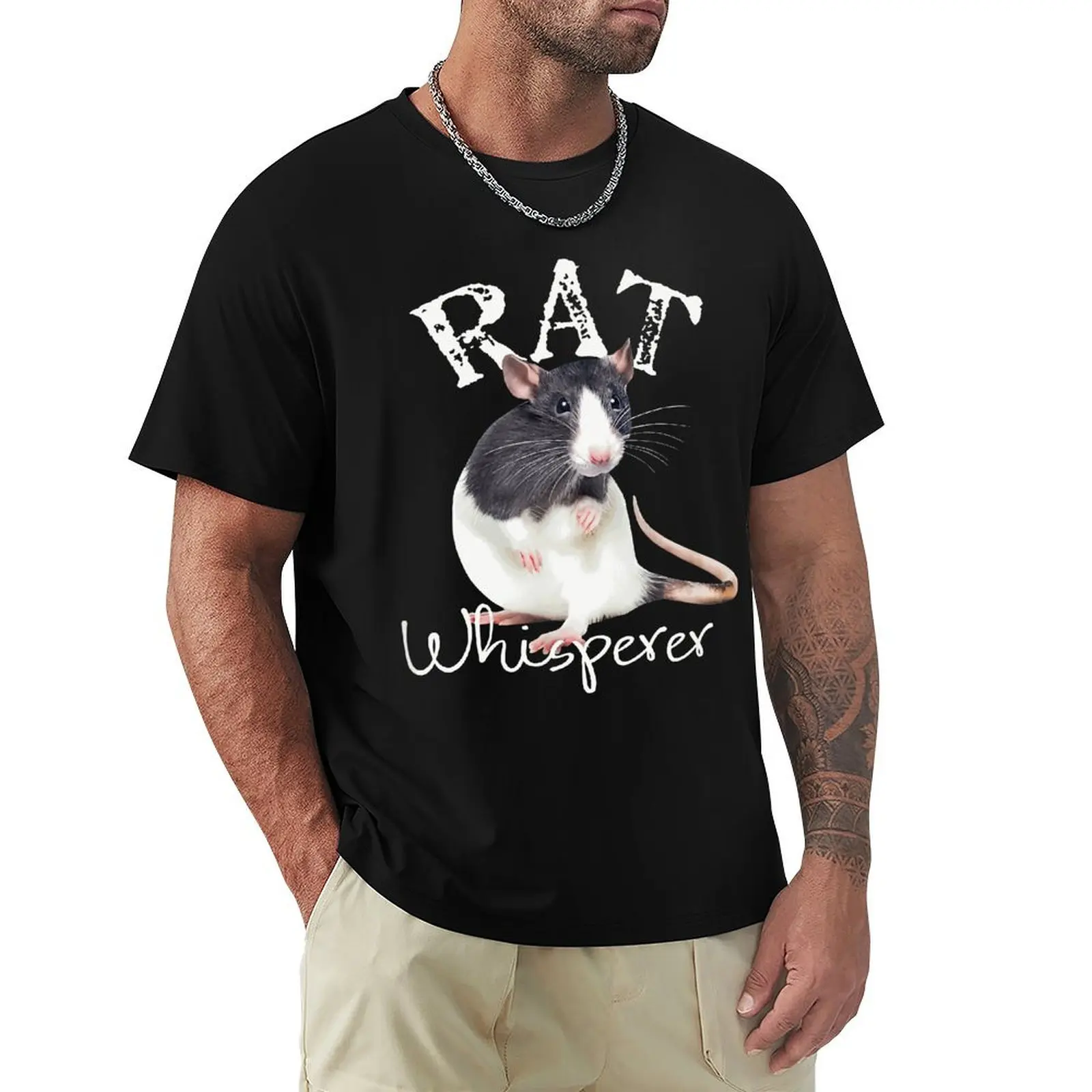 Rat Whisperer Cute Pet Rat Lover I Love Rats Funny Rat Design Retro T Shirt Harajuku Short Sleeve T-shirt Graphics Tshirt Tops