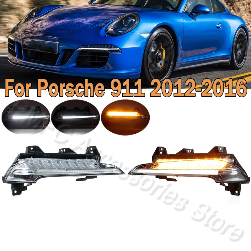 

Car DRL LED Daytime Running Lamp Turn Signal Lamp Fog Light For Porsche 911 2012 2013 2014 2015 2016 99163115104 99163115205