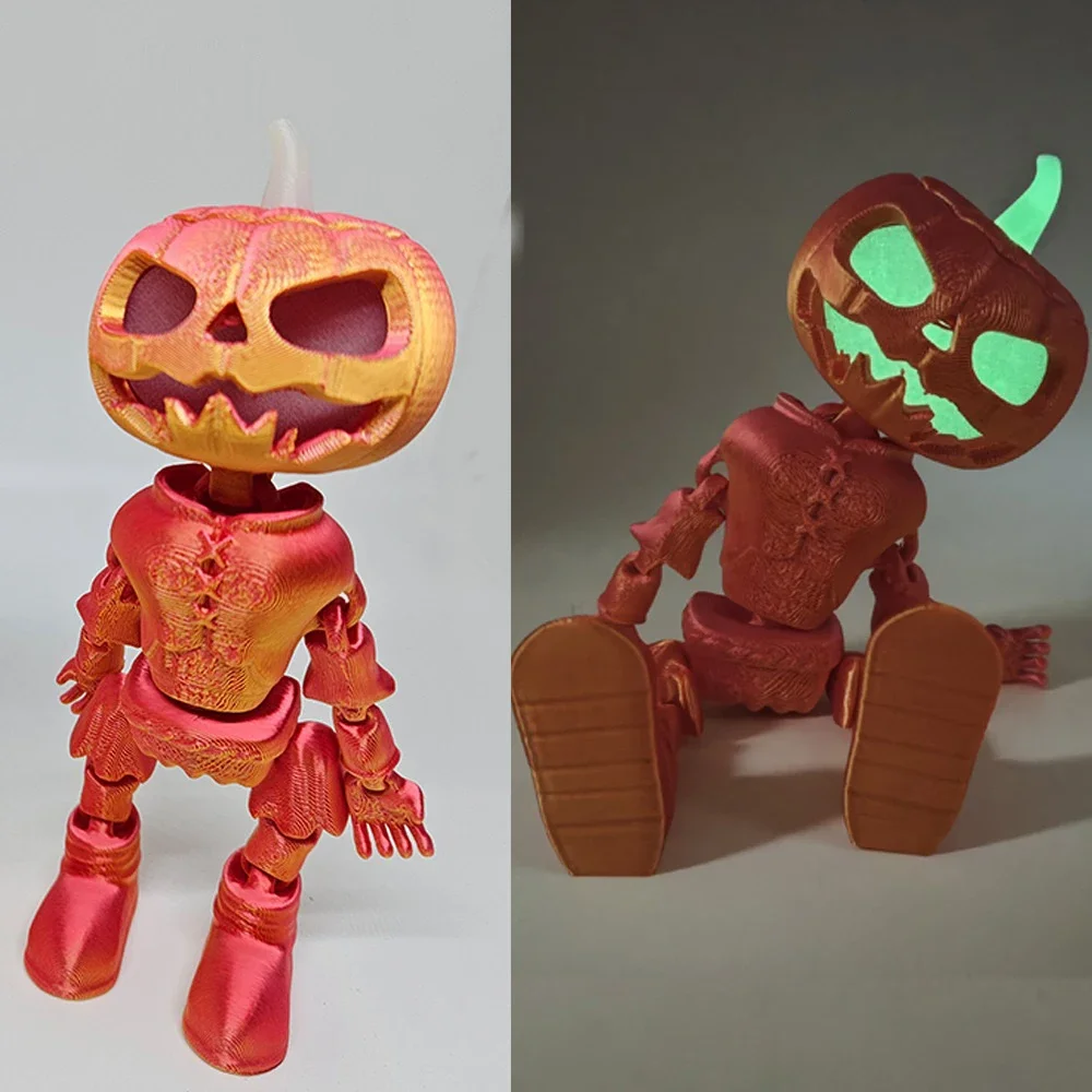 Glow-In-The-Dark 3D Printed Skeleton Pumpkin - Articulated 2024 Halloween Decor & Gift Set For Teens And Adults Holiday Party