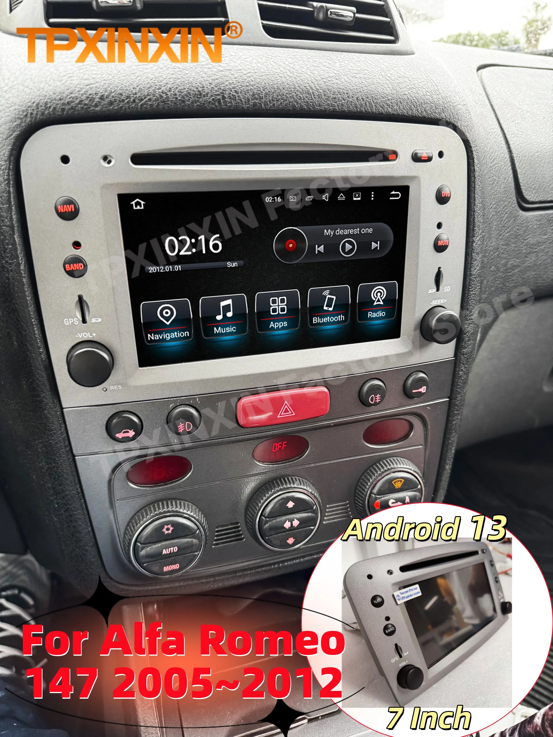 

For Alfa Romeo 147 2005~2012 Multimedia Android 13 Screen GPS Navigation Car Radio Stereo Receiver Carplay CD Player Head Unit