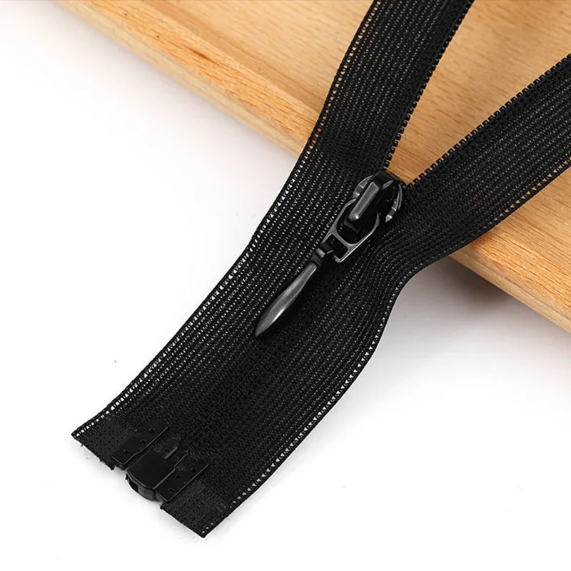 3#  30cm-90cm Black White Nylon Zippers Invisible Auto Lock Open End Hidden Zipper DIY Garment Clothing Sewing Accessories