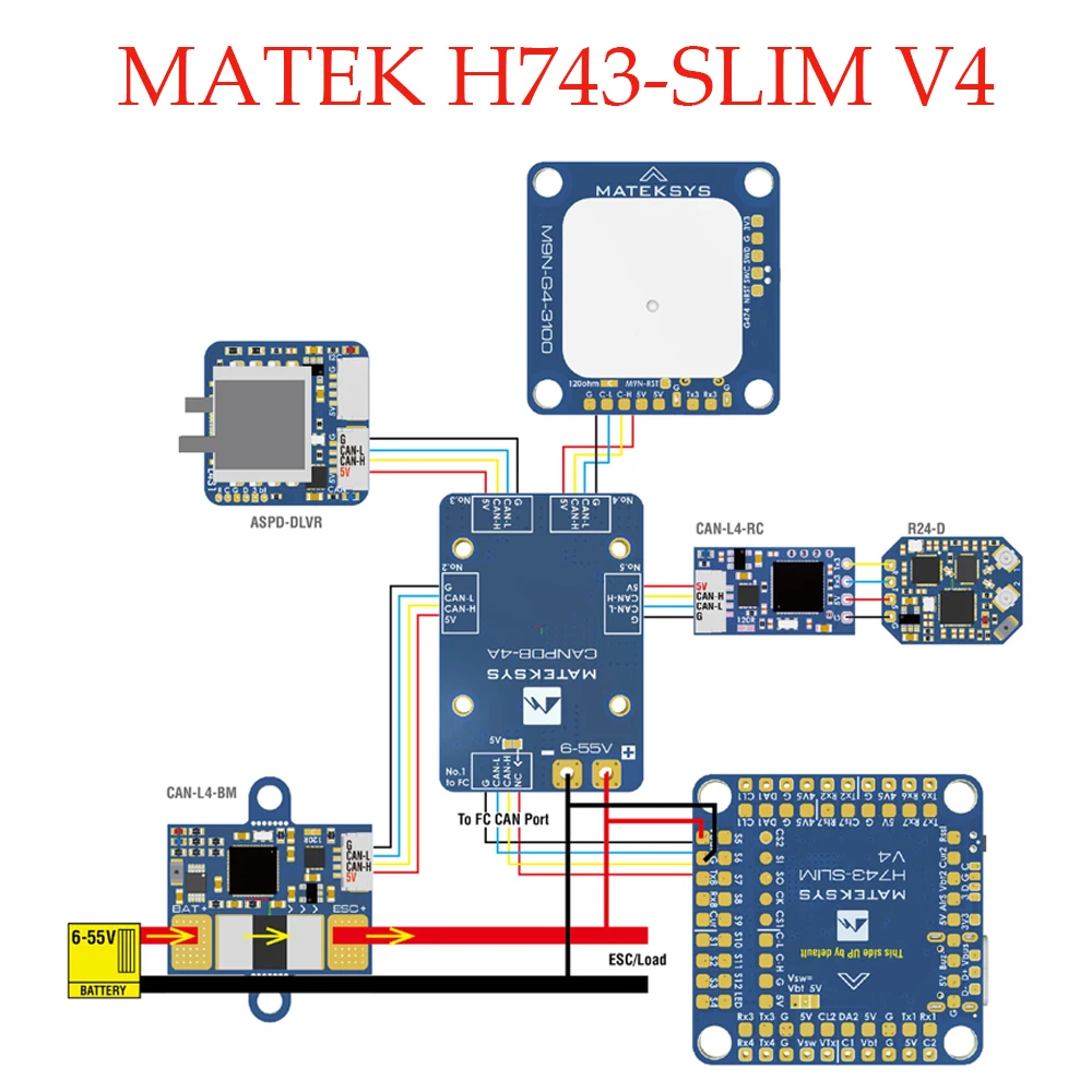 NEW Mateksys H743 SLIM V4 Flight Controller Integrated Built-in OSD MicroSD Slot For RC FPV Racing Drone Multicopter Model