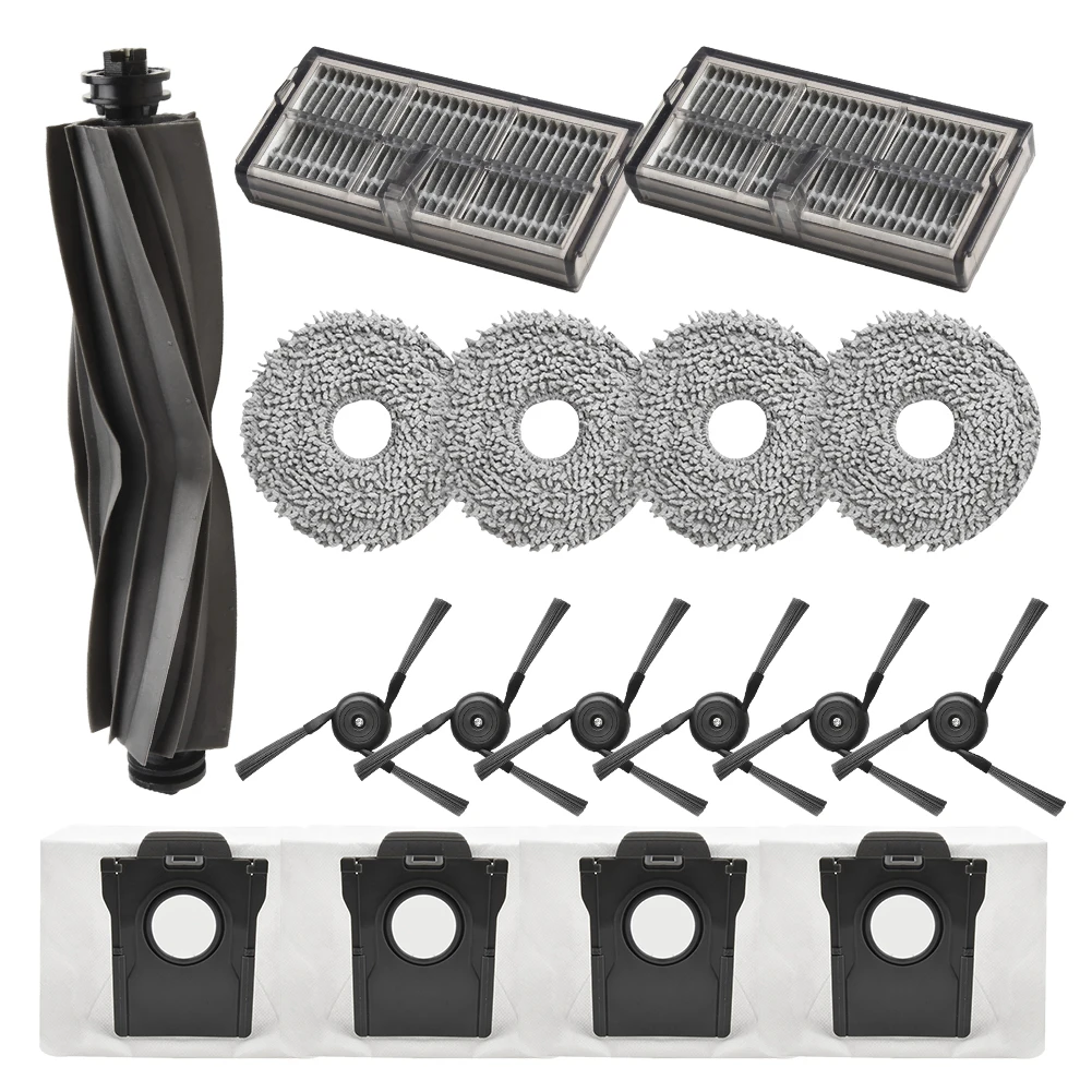 

Комплект для замены аксессуаров для робота-пылесоса Dreame L40 Ultra AE: основная щетка, боковые щетки, фильтр, салфетка для влажной уборки, мешок для сбора пыли.