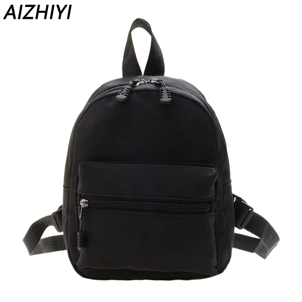 Fashion Solid Color Backpack Women Nylon Knapsack Preppy Style Mini Rucksacks