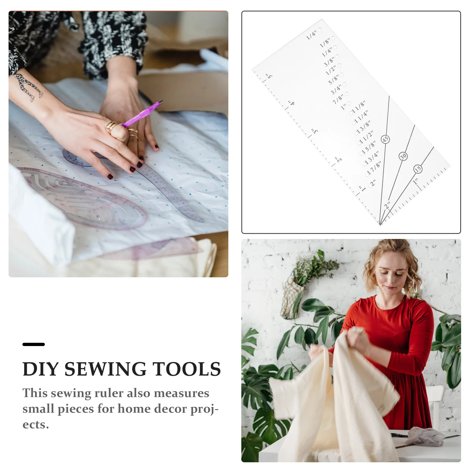 

Household Quilting Ruler Sewing Machine Ruler Straight Hemline Creation Reliable Design Long Use Sewing Patchwork Measuring Tool