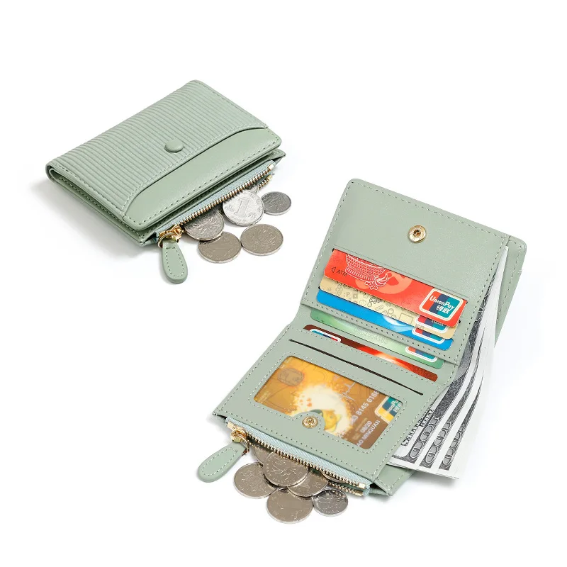 New women's short Pu wallet ins style slim foldable multi-card slot coin purse minimalist money clutch
