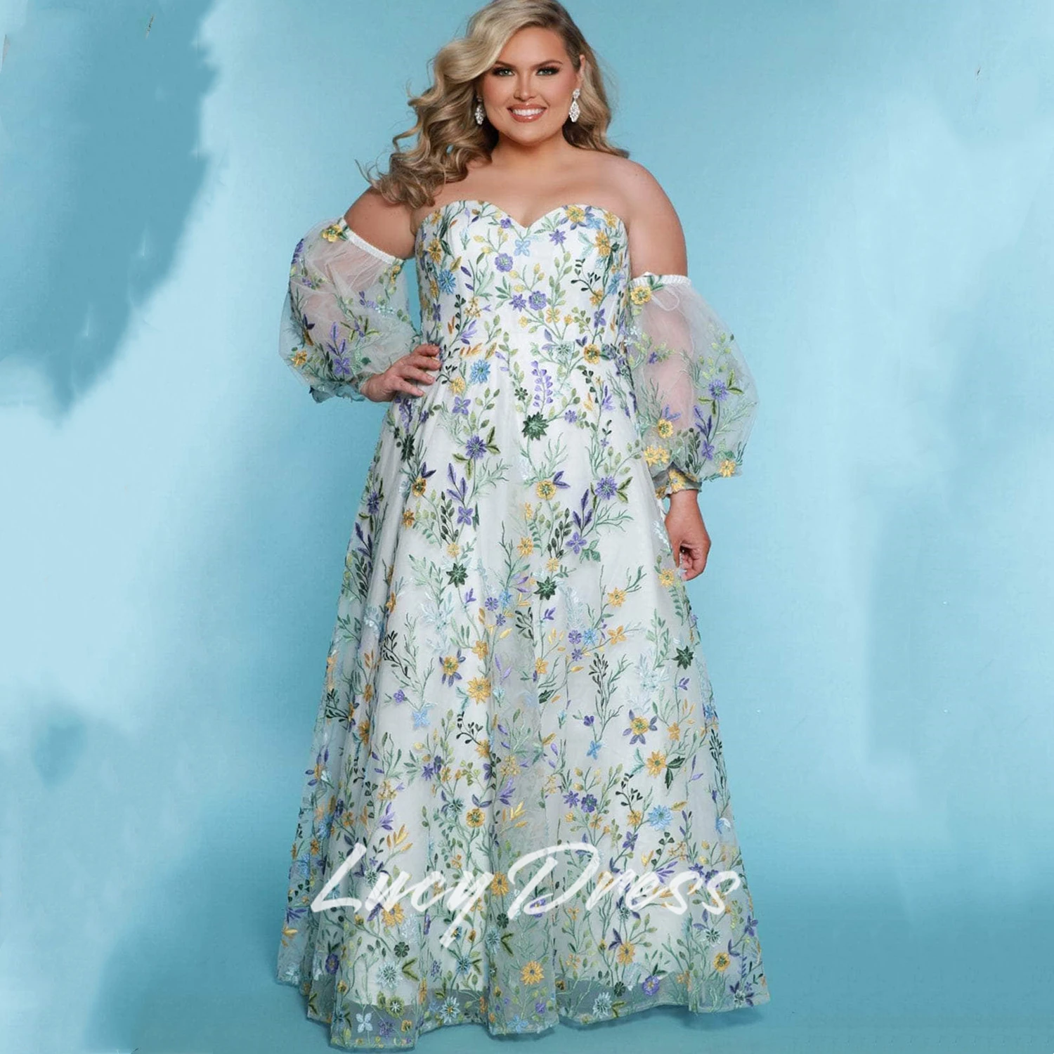 

Lucy Customized Evening Dresses 2025 Woman Prom Dress Special Occasion Dress Elegant Gowns Flower Fabric Happy Sharon Dresses