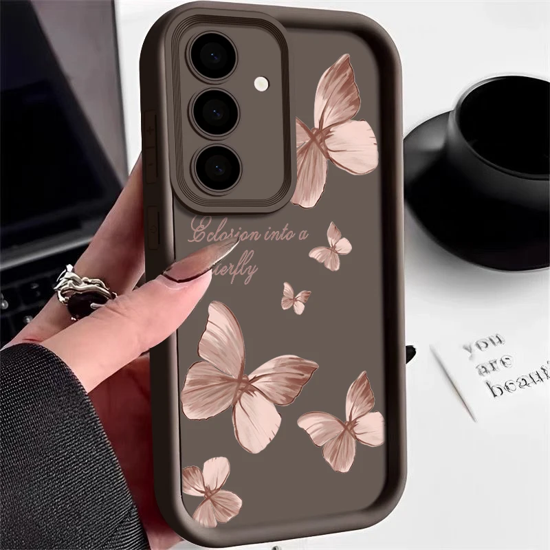 Goldene Schmetterling Soft-TPU-Hülle für Samsung Galaxy A57 A55 A17 A15 A56 A16 A35 A25 5G S26 S25 S24 S23 S22 Ultra S23 FE Handyhülle