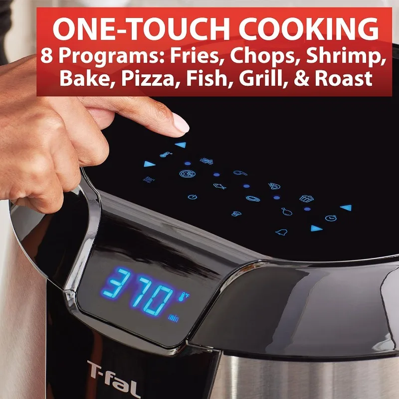 Combinação de fritadeira e grelha de ar Fry XXL com tela de um toque, 8 programas predefinidos, 5,9 quartos, preto e aço inoxidável