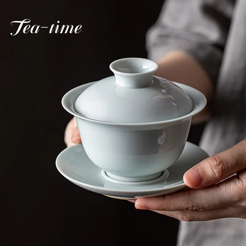 

130ml Retro Handmade Sancai Tea Cup Tea Maker Gaiwan Household Anti-scalding Ceramic Non-hot Hand-brewed Tea Bowl Kung Fu Teaset