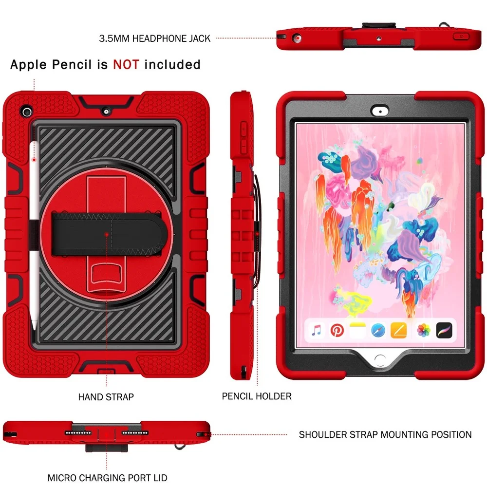 Case For IPad 10.2 7th 8th 9th Air 4 5 10.9 10th 2022 Pro 11 2018 2021 9.7 5th 6th mini 4 5 6 Cover Kids Shockproof Tablet Stand