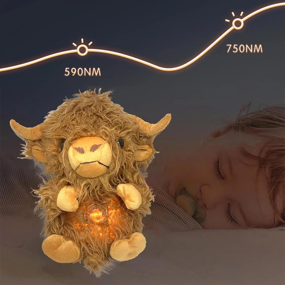 Highland Cow Stuffed Plush Toy Anxiety Relief Soothe Snuggle Highland Cow Toy Sleeping Highland Cow Plush Toy for Adults Kids