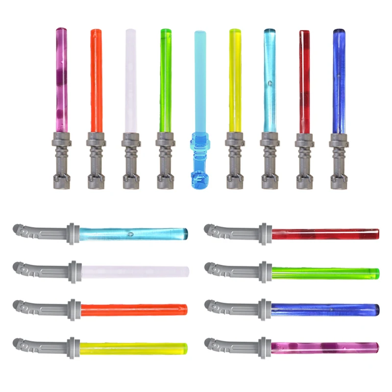 

PJB349-365 10PCS MOC Lightsaber Transparent Handle Laser Sword Weapon Accessories Building Block Parts mini Figures Kids Toys