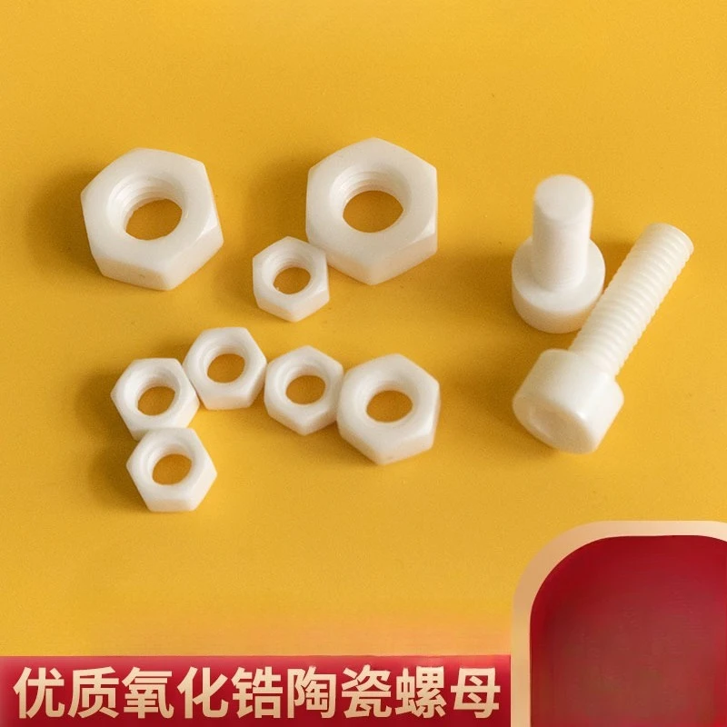 Alumina Zirconia Ceramic Hex Nuts Screws M2 M3 M4 M5 M6 M8 M10 M12 M14 M16 High Temperature Resistant
