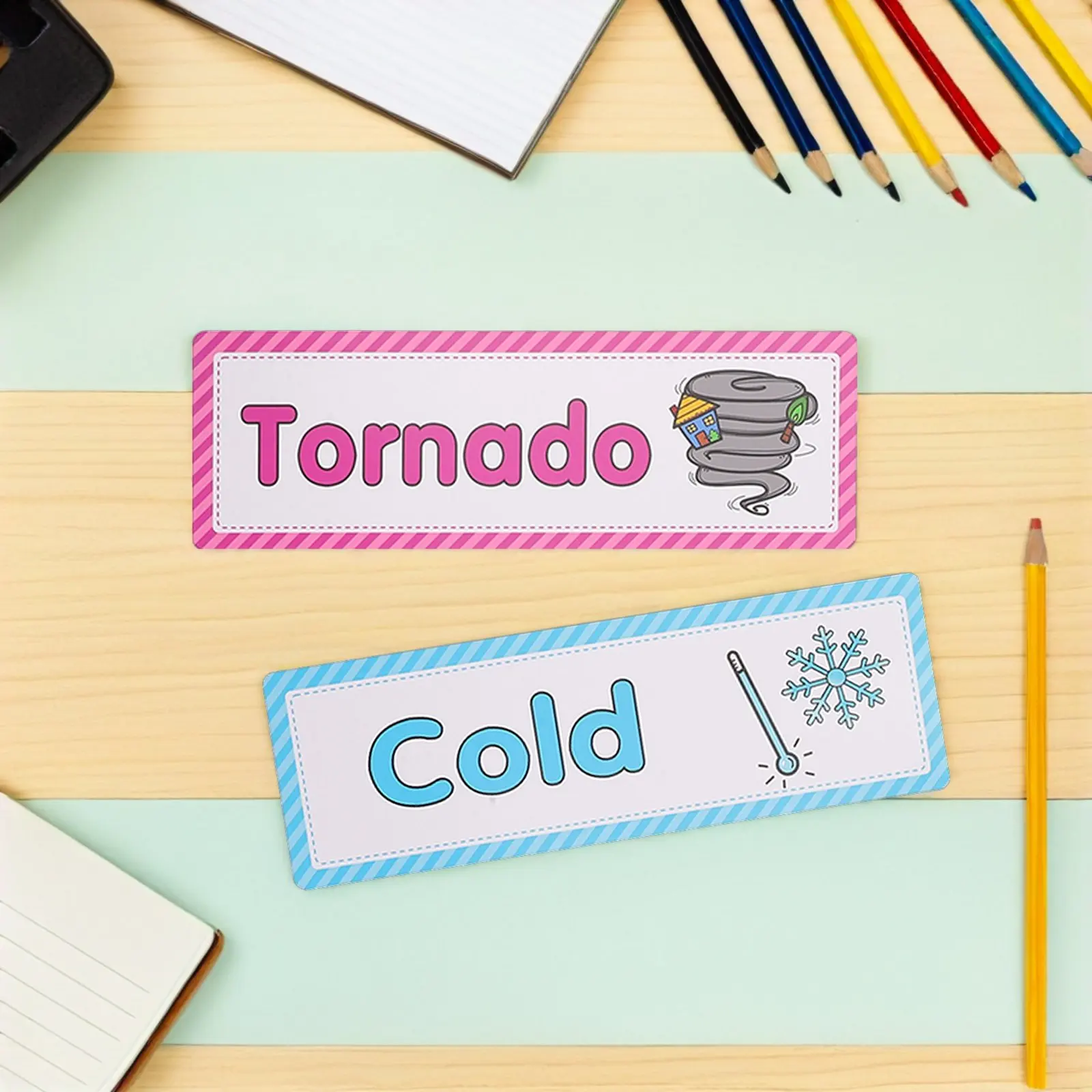 16Pcs Weather Flash Cards Preschool Classroom Vocabulary Flashcards Weather Recognition Learning Flashcards Educational Supplies