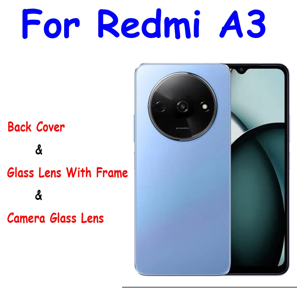 NEW Back Rear Cover With Camera Glass Lens For Redmi A3 Battery Door Housing Case Battery back cover Replacement Parts