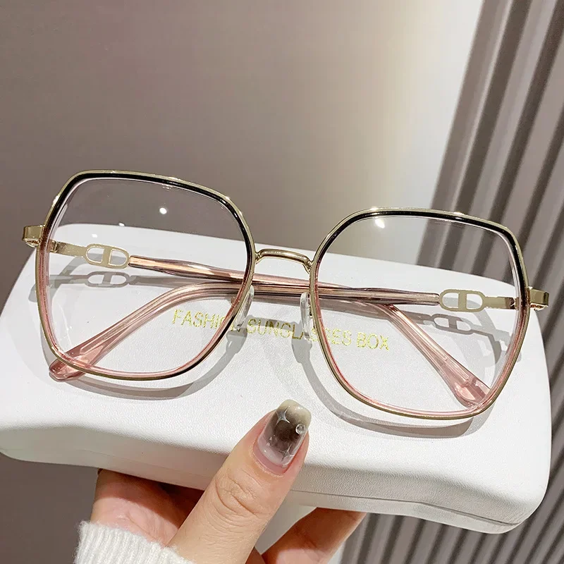 Fashion Milk white frame glasses Women Men Anti blue light glasses Oversized Polygon Frame Clear Lens Computer Glasses очки