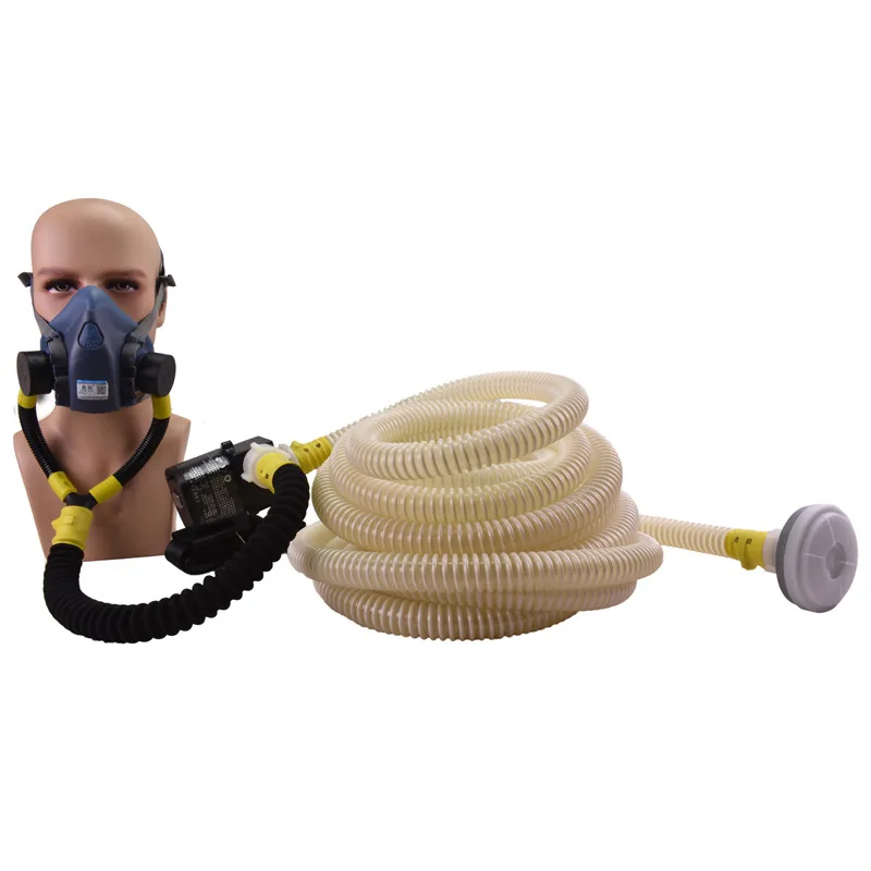Self Suction Half Face Long Tube Respirator, Charging Electric Air Supply Long Tube Respirator, Silicone Mask