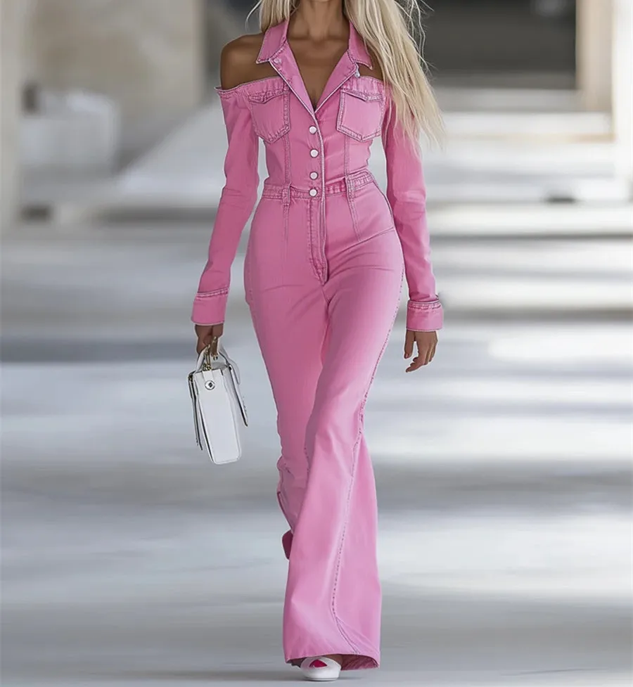 

Новые осенние модные сексуальные однобортные однобортные однотонные свободные комбинезоны-карго с длинными рукавами и отложным воротником с карманами и капюшоном